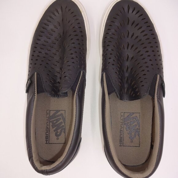 Vans Black Laser Cut Cutouts UltraCush Slip-On Shoes Mens 6.5 Womens 8 - Picture 5 of 8